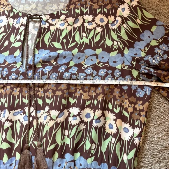 J. McLaughlin Hortense Chocolate Brown Falmouth Floral Midi Dress Women’s Large - Picture 10 of 13